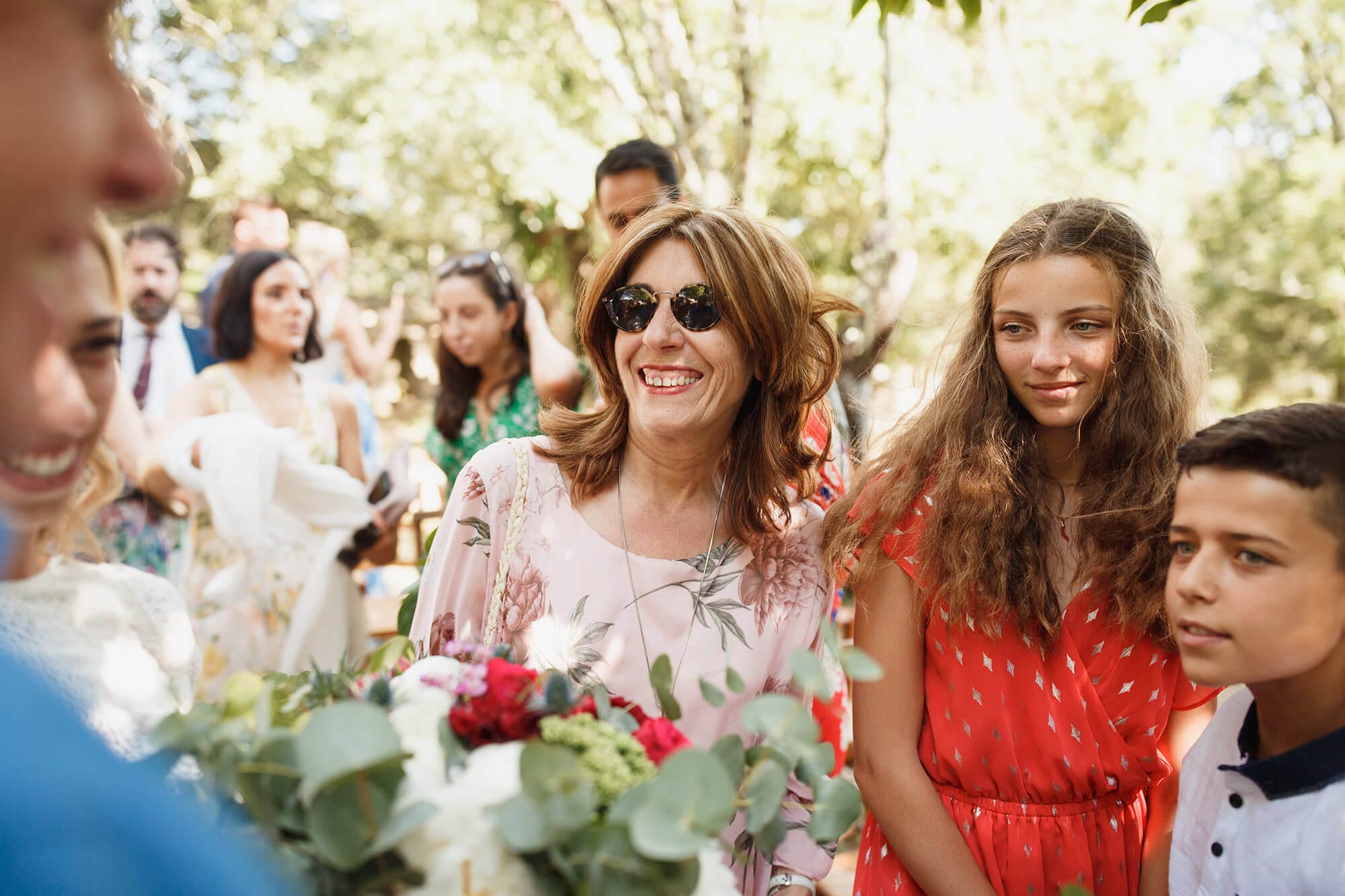 Domaine de Bruguieres wedding guests smiling