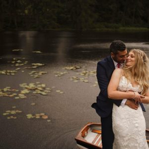 bride and groom wedding photo at gilpin lake house