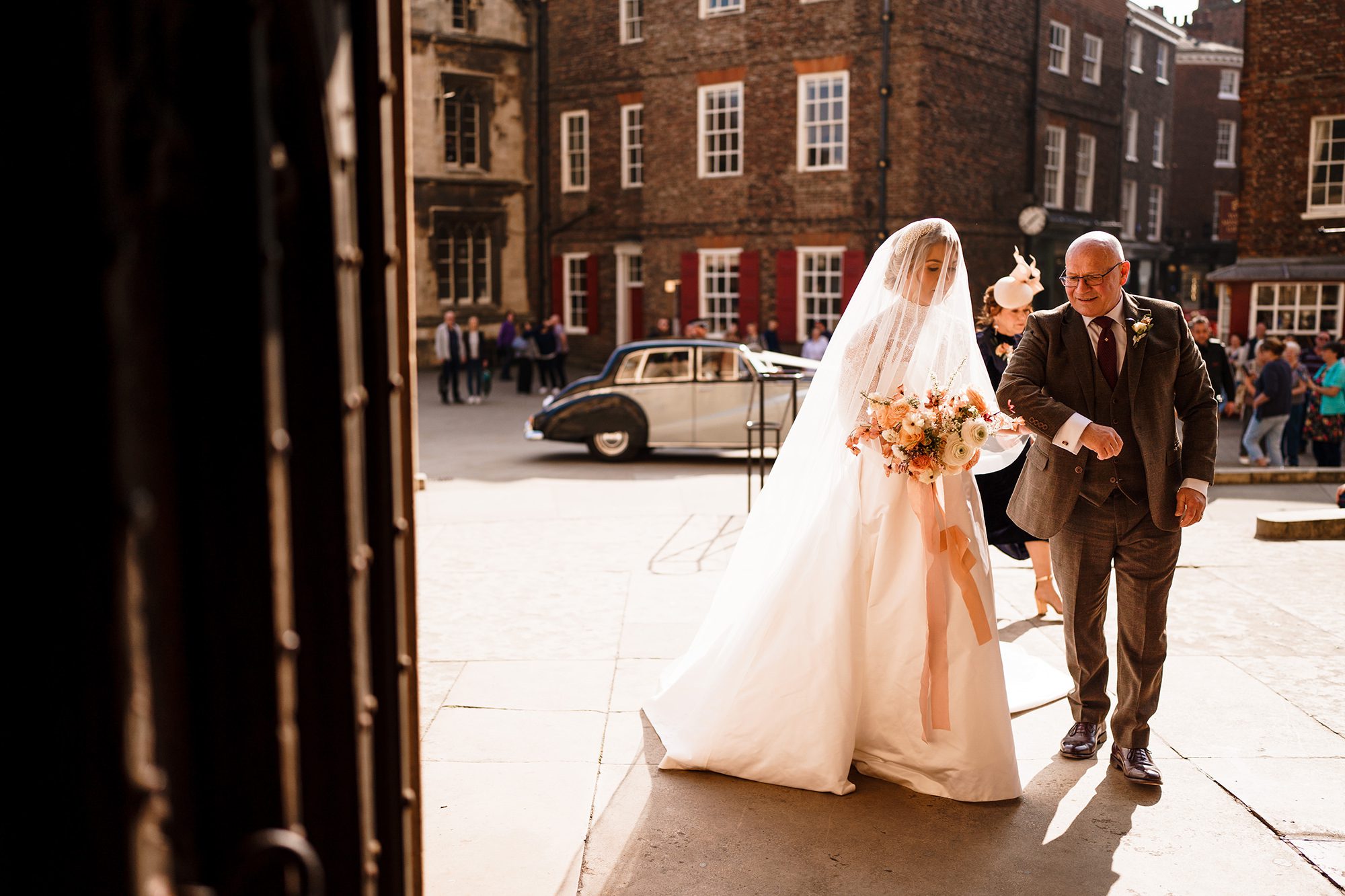 Bride entering York Minster