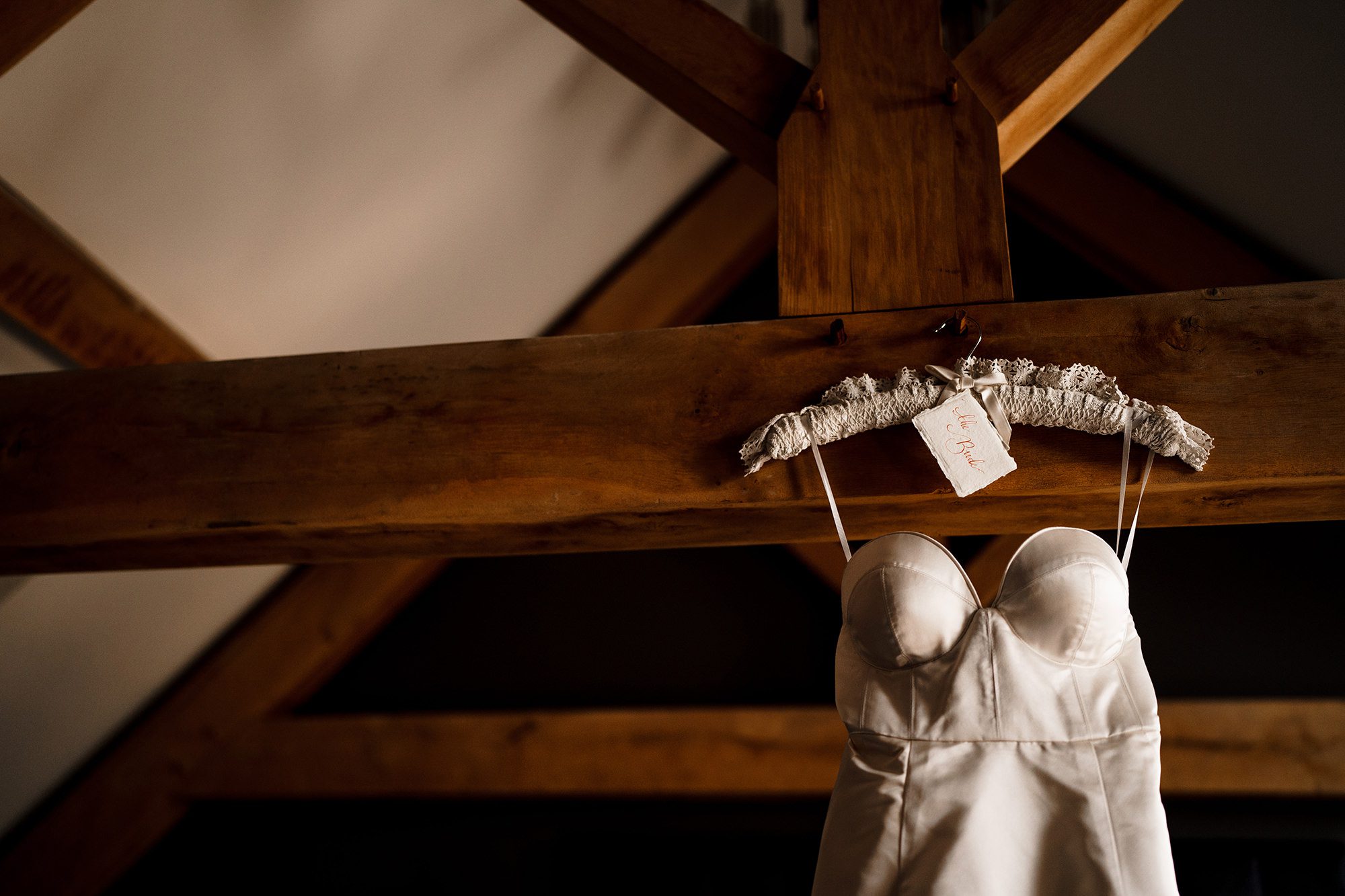 wedding dress hanging