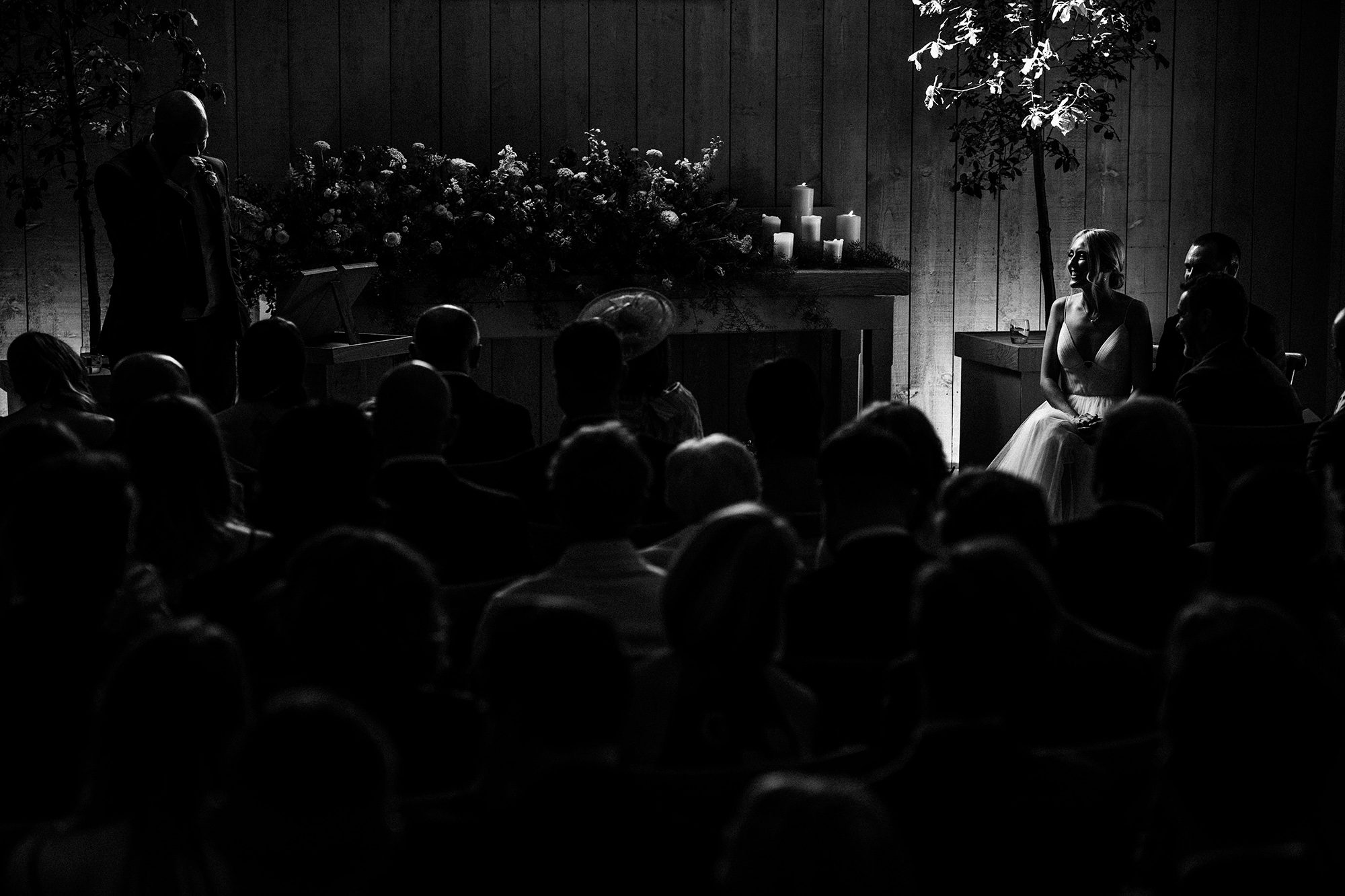 Nervous best man makes his speech to the bride, groom and guests during wedding ceremony at Primrose Hill Farm.