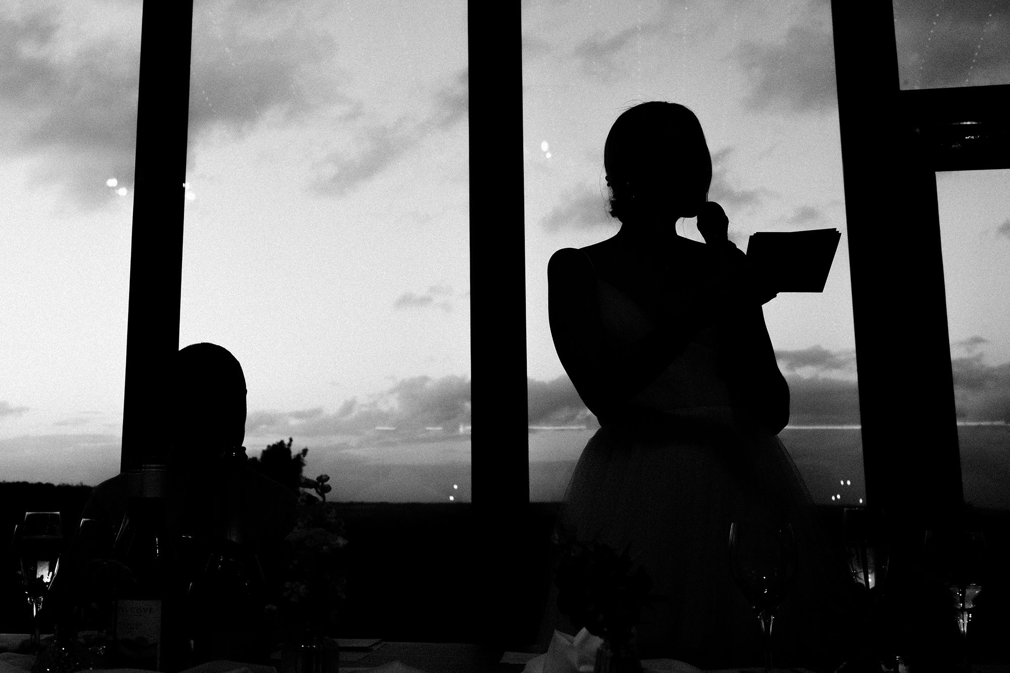 Brides Silhouette etches the Banbury sky as she delivers her speech.