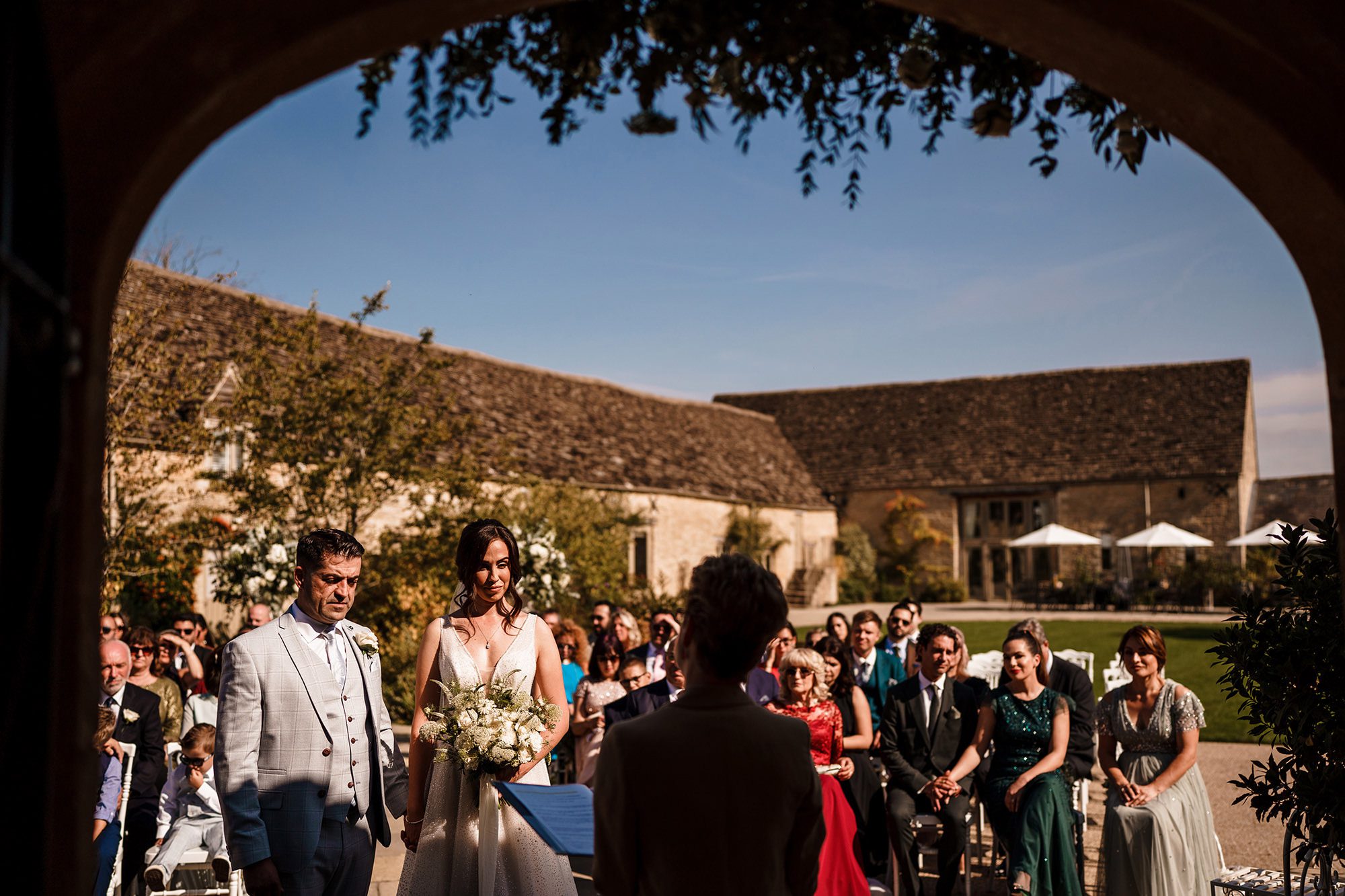Caswell House with wedding happening in distance