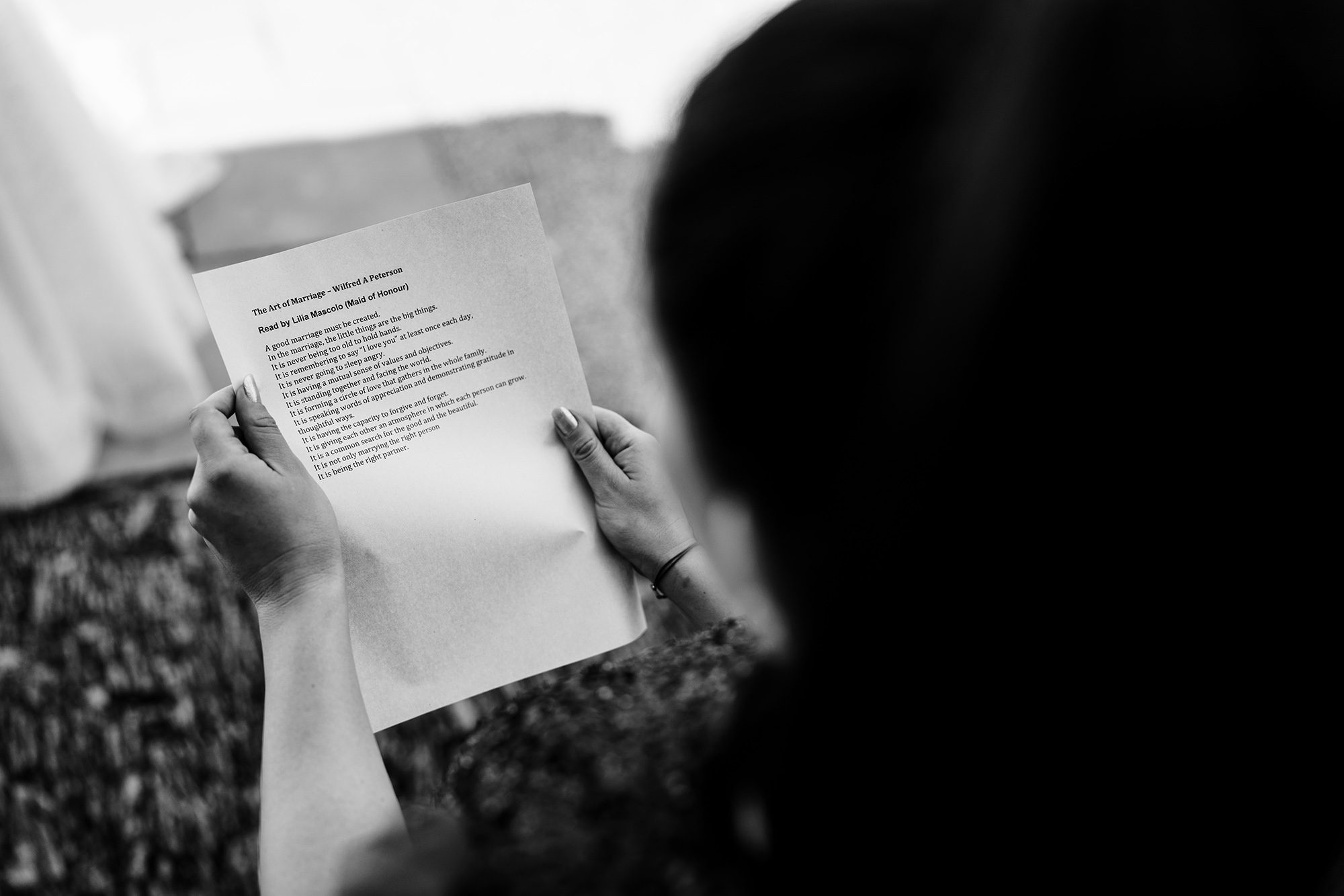 poem bring read at Caswell House wedding