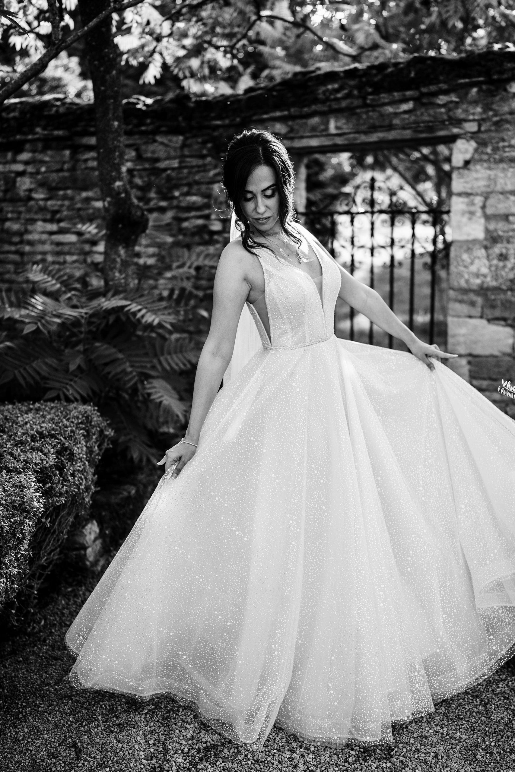 wedding dress with bride smiling