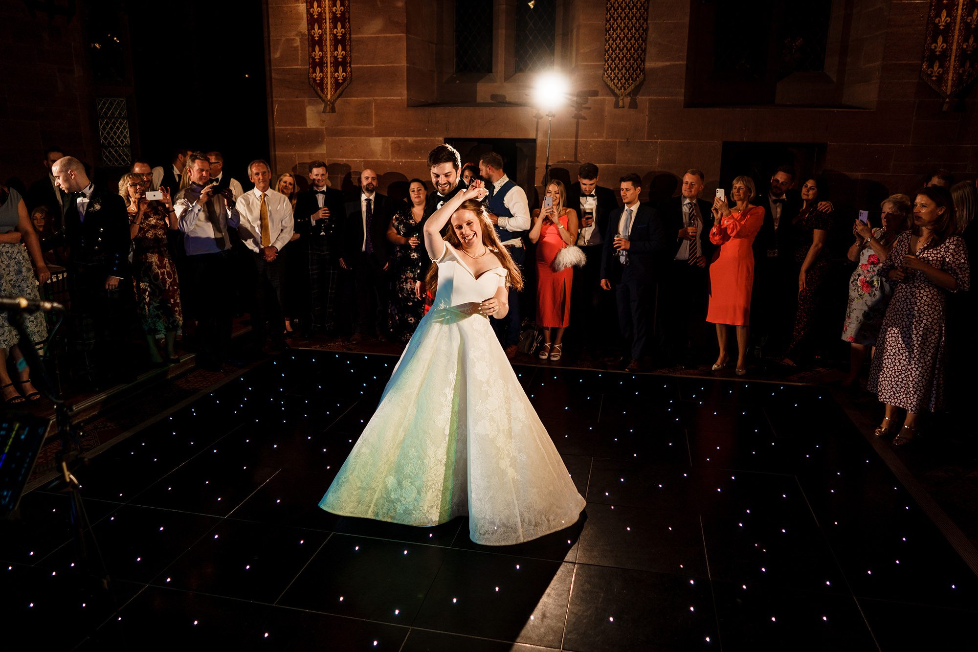 bride and groom during their first dance at their Cheshire wedding