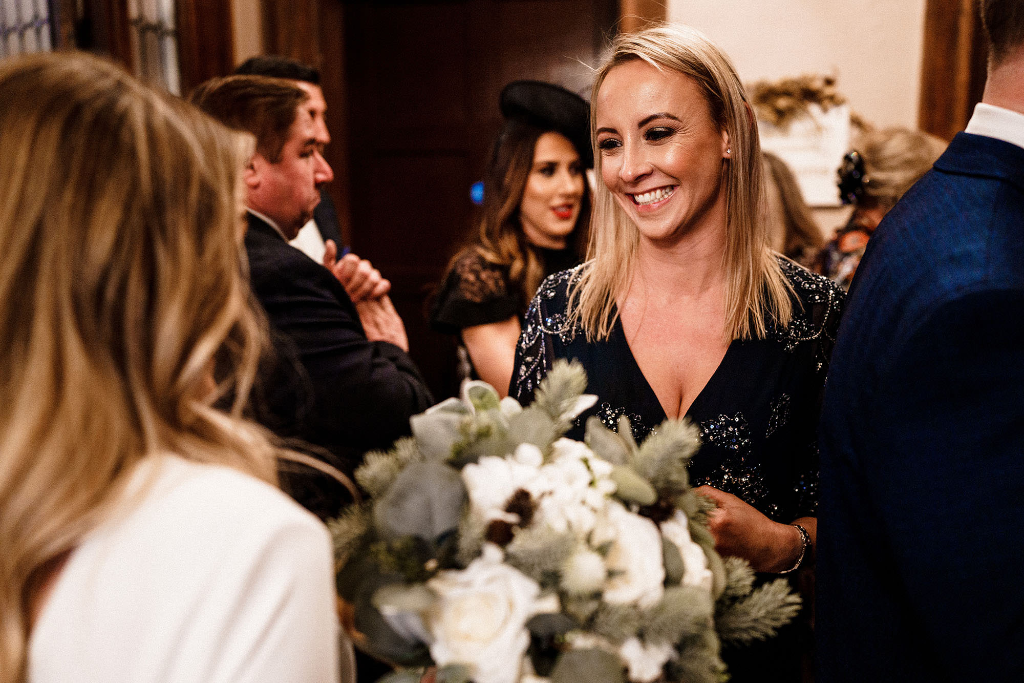 smiles at this West Tower Winter Wedding