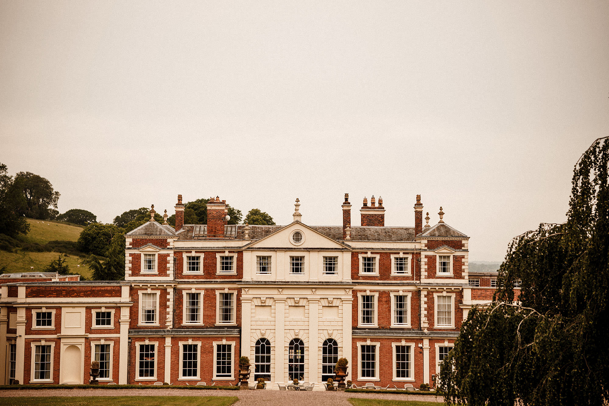 the rear of the building at Hawkstone Hall