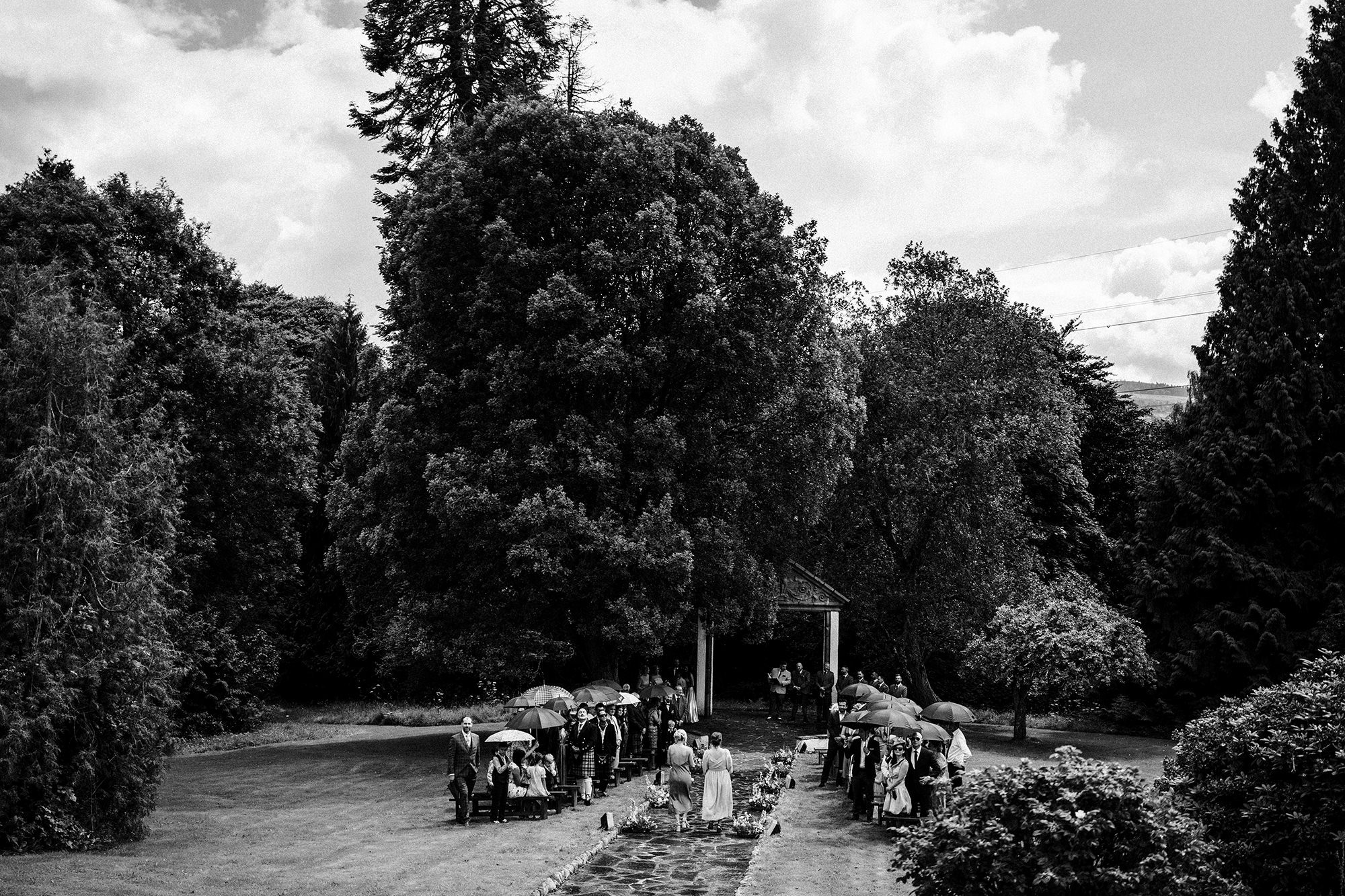 outdoor wedding ceremony at Achnagairn Castle
