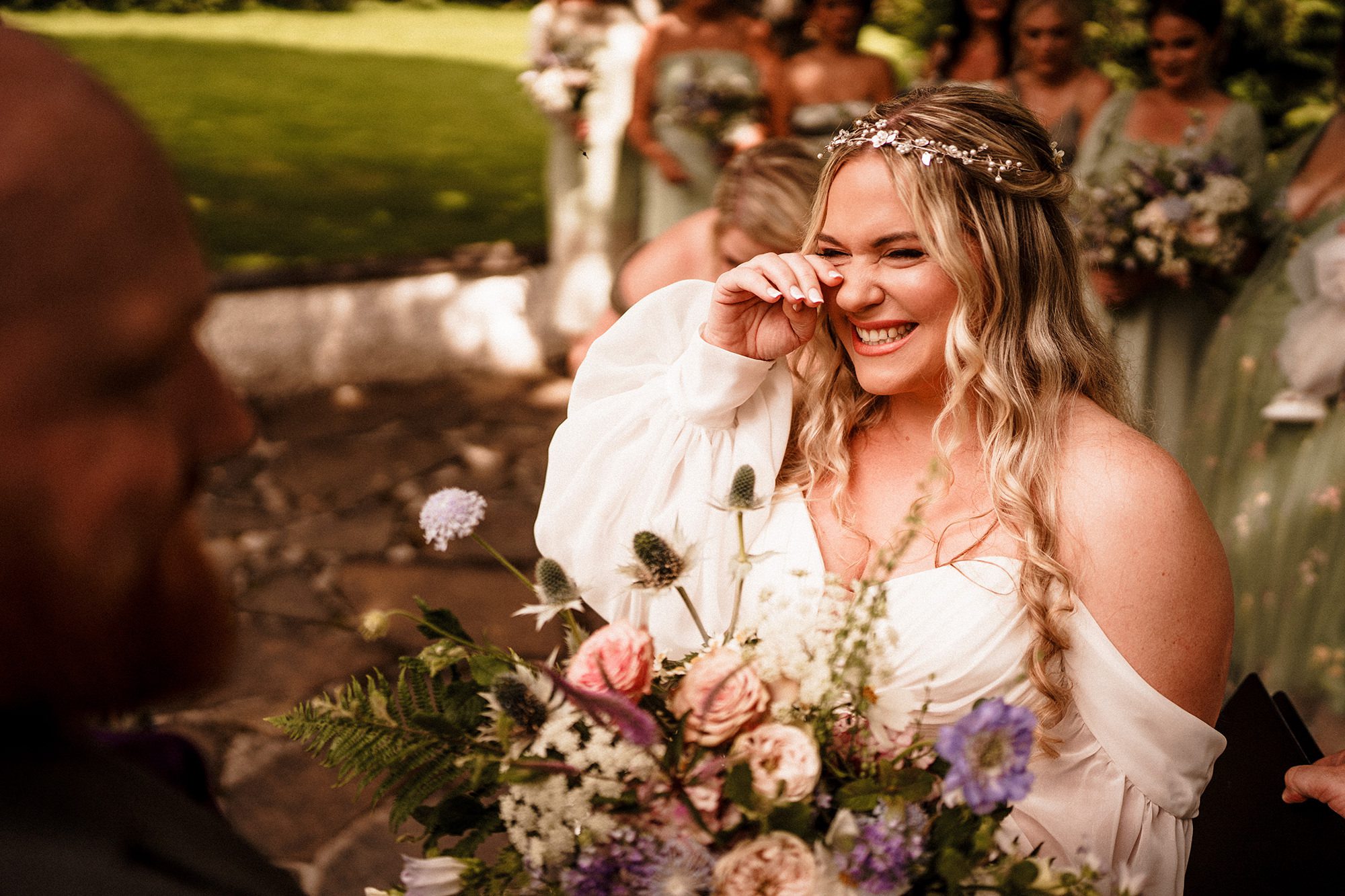 emotional bride at wedding ceremony