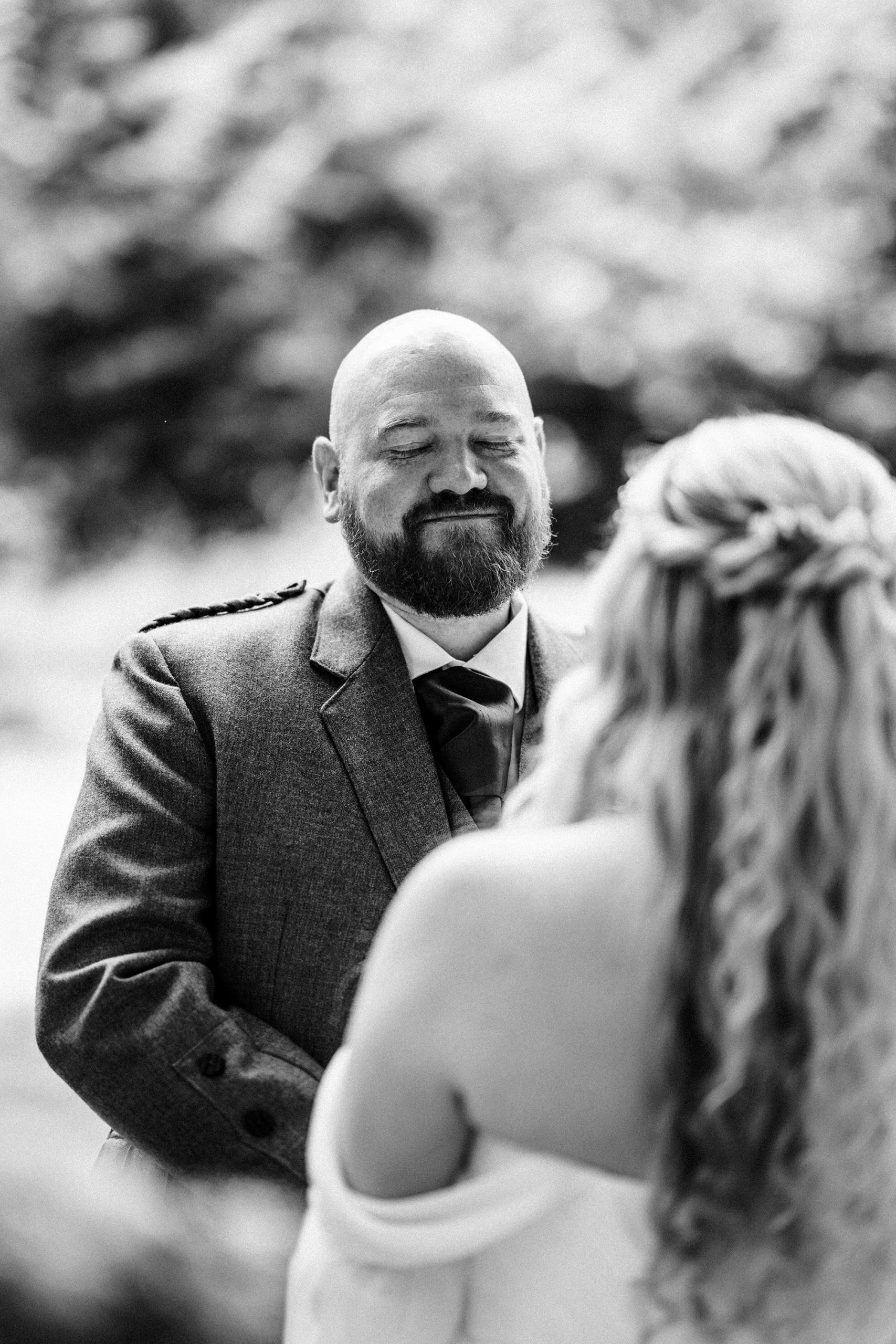 groom at Achnagairn Castle wedding ceremony