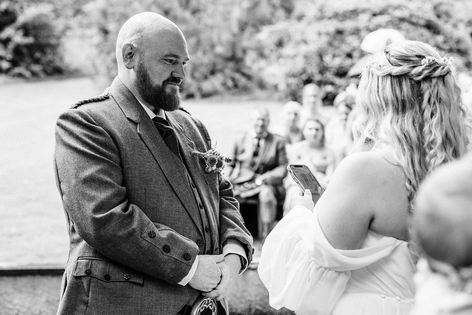 bride reading vows to groom on wedding day