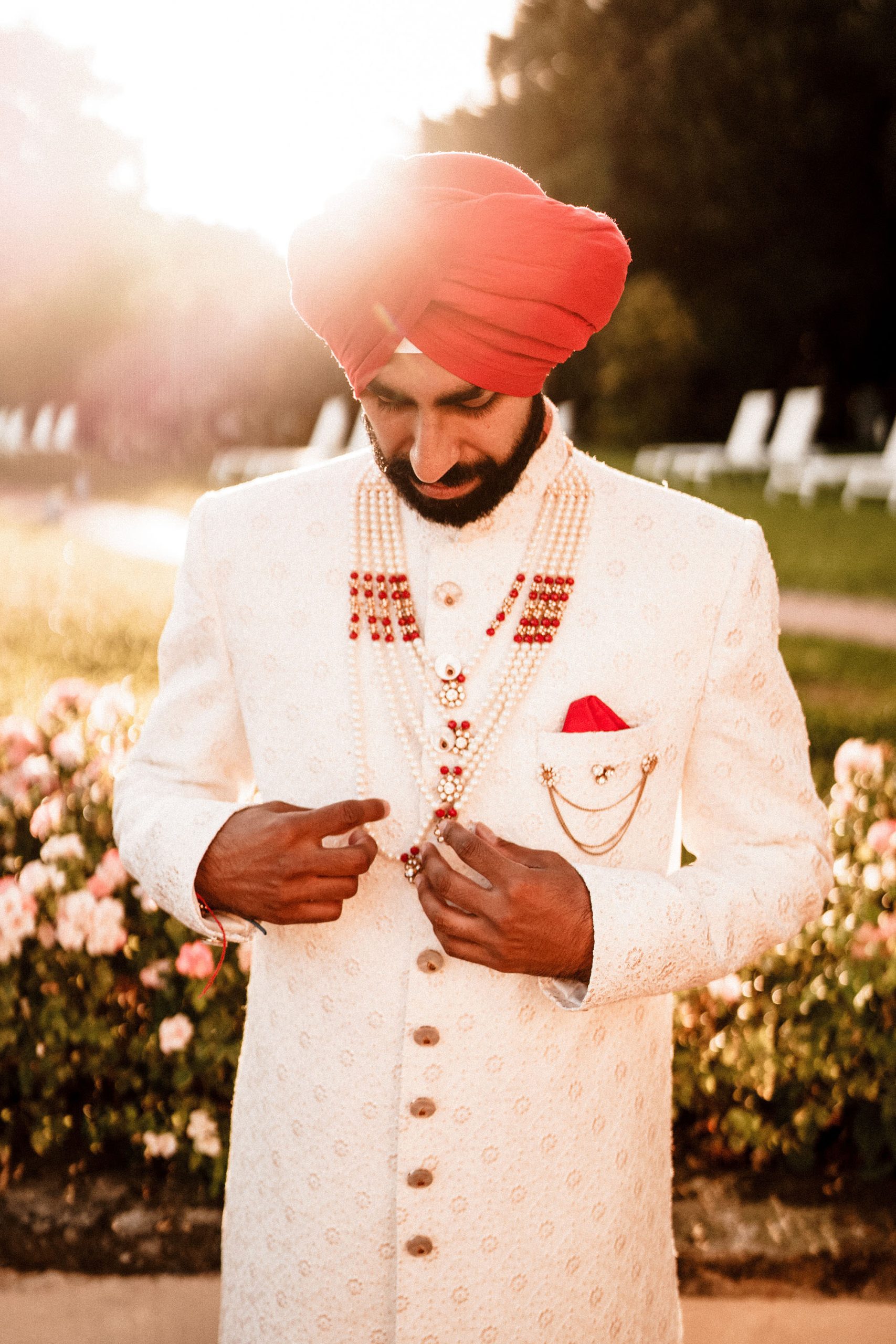 Tenuta di Artimino Wedding Photography of groom in the tuscan sunlight