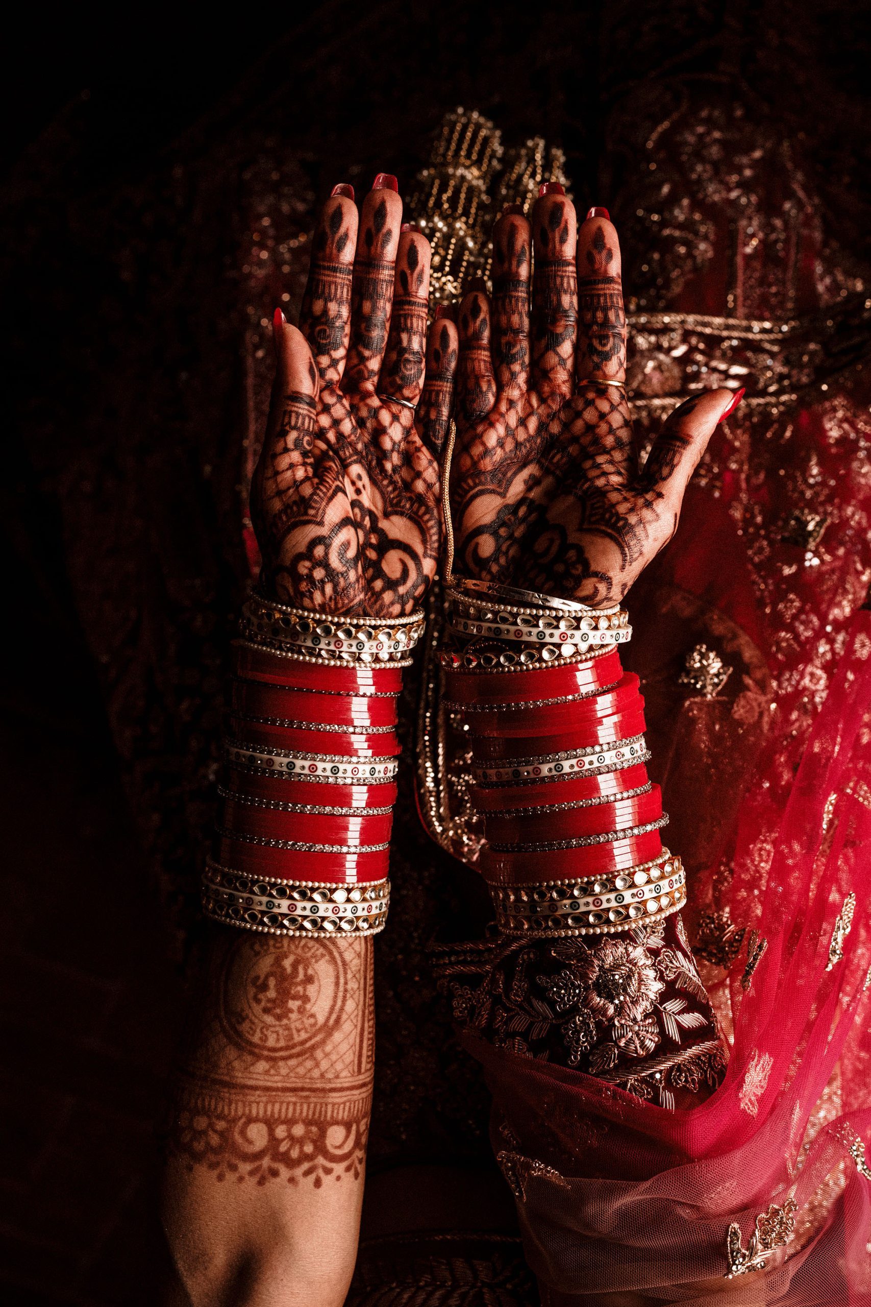 brides hands during wedding day