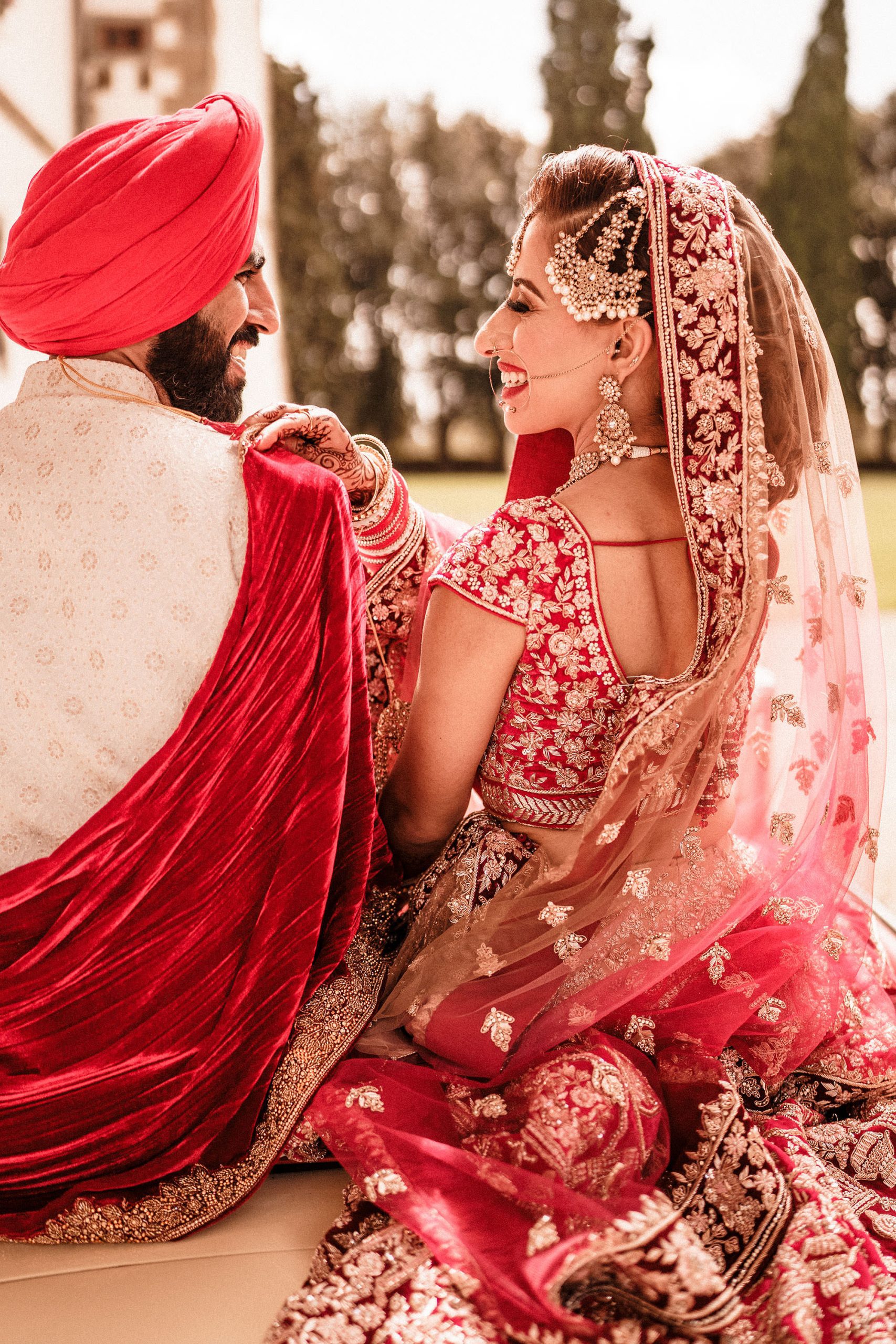 bride and groom smiling at italy wedding