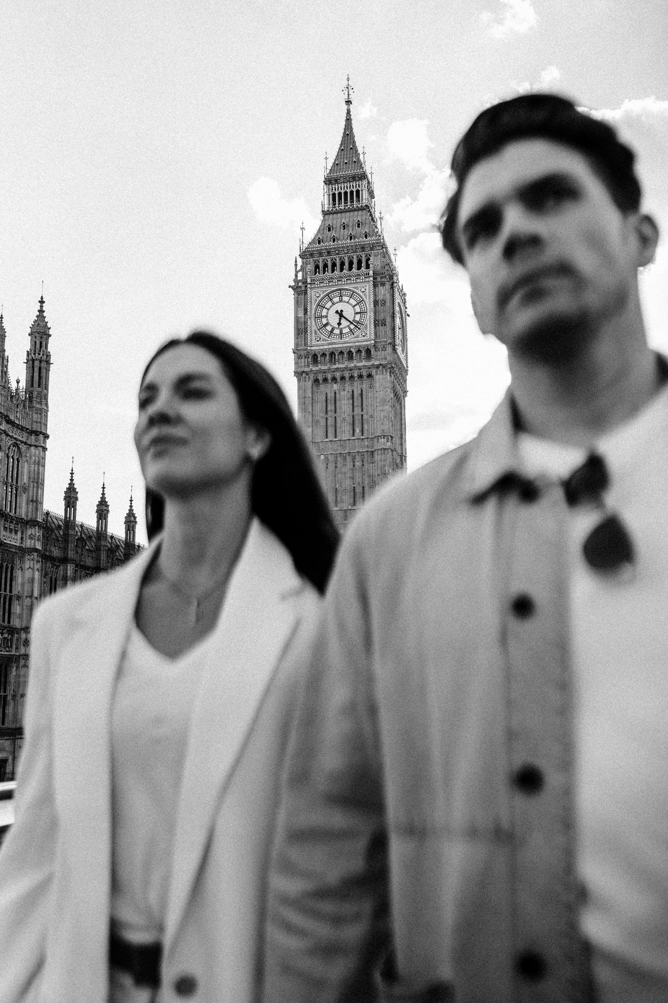 photo of engaged couple on a shoot in London by editorial style photographer stephen walker