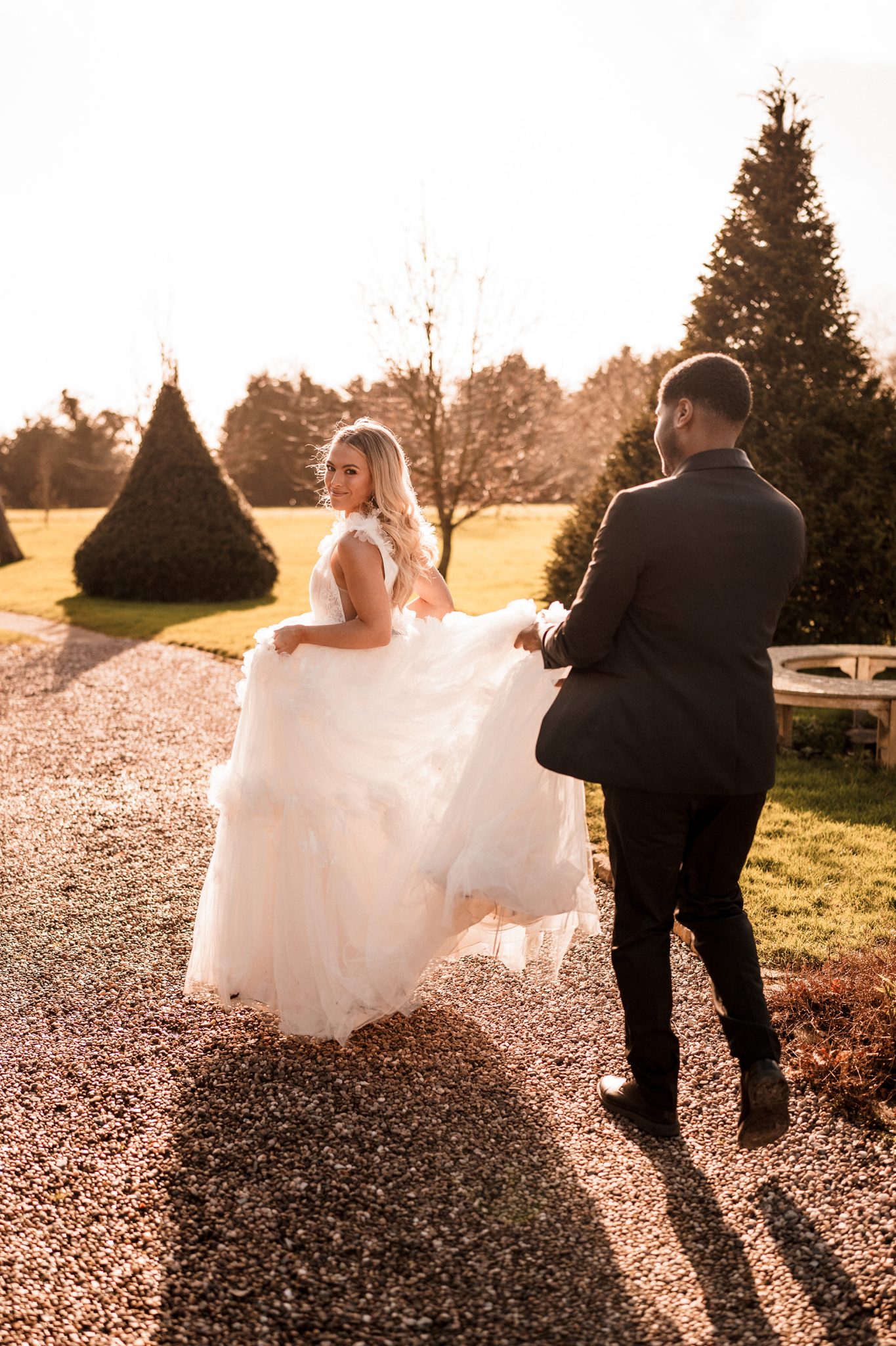 Couple walking in the cheshire countryside